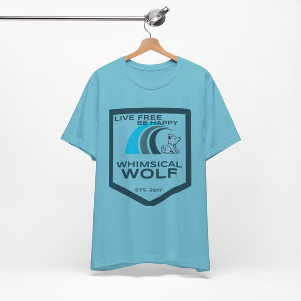 Blue Surf Badge Design - Whimsical Wolf