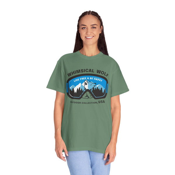 Whimsical Wolf Snow Goggles Comfort Color T-Shirt - Whimsical Wolf