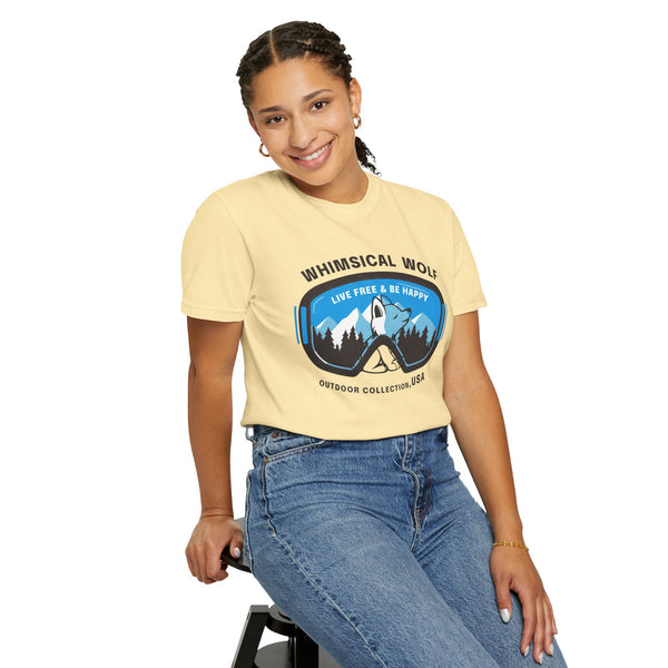 Whimsical Wolf Snow Goggles Comfort Color T-Shirt - Whimsical Wolf