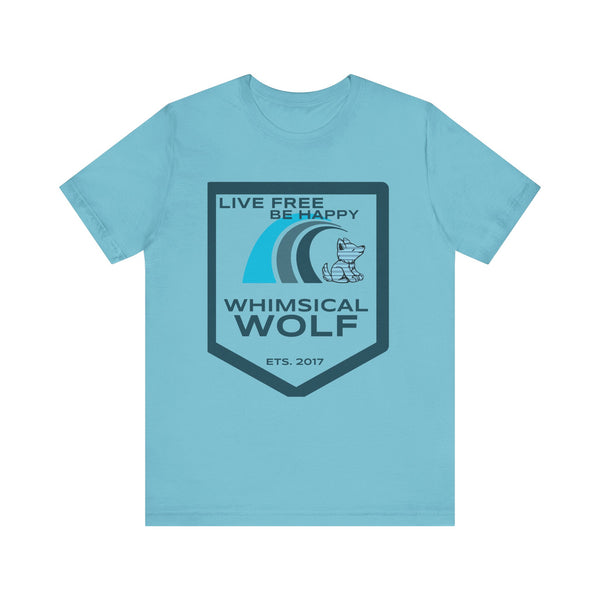 Blue Surf Badge Design - Whimsical Wolf