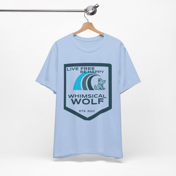 Blue Surf Badge Design - Whimsical Wolf