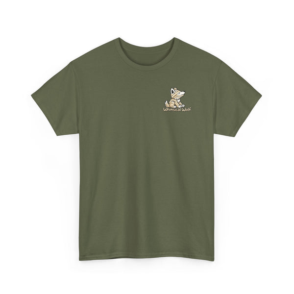 Whimsical Wolf Mummy Tee — Egyptian Pyramid Graphic T-Shirt