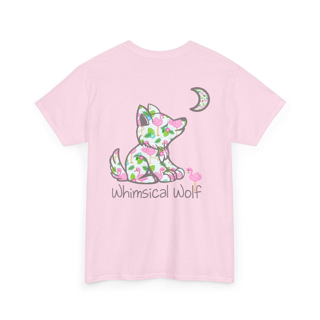 Flamingo Tropical Pattern Whimsical Wolf