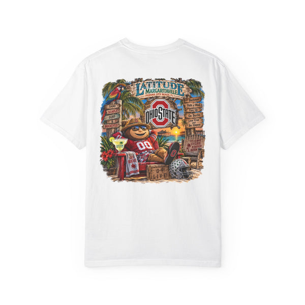 Latitude Margaritaville Ohio State Tropical Tailgate T-Shirt — Go Buckeyes Game Day Tee