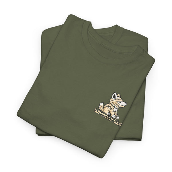 Whimsical Wolf Mummy Tee — Egyptian Pyramid Graphic T-Shirt
