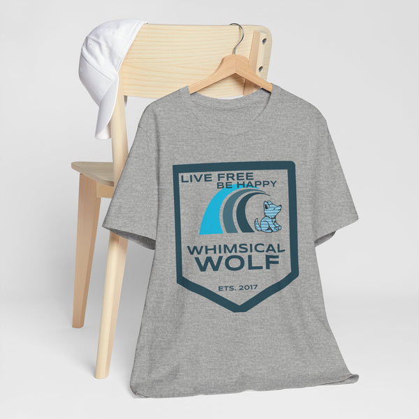 Blue Surf Badge Design - Whimsical Wolf