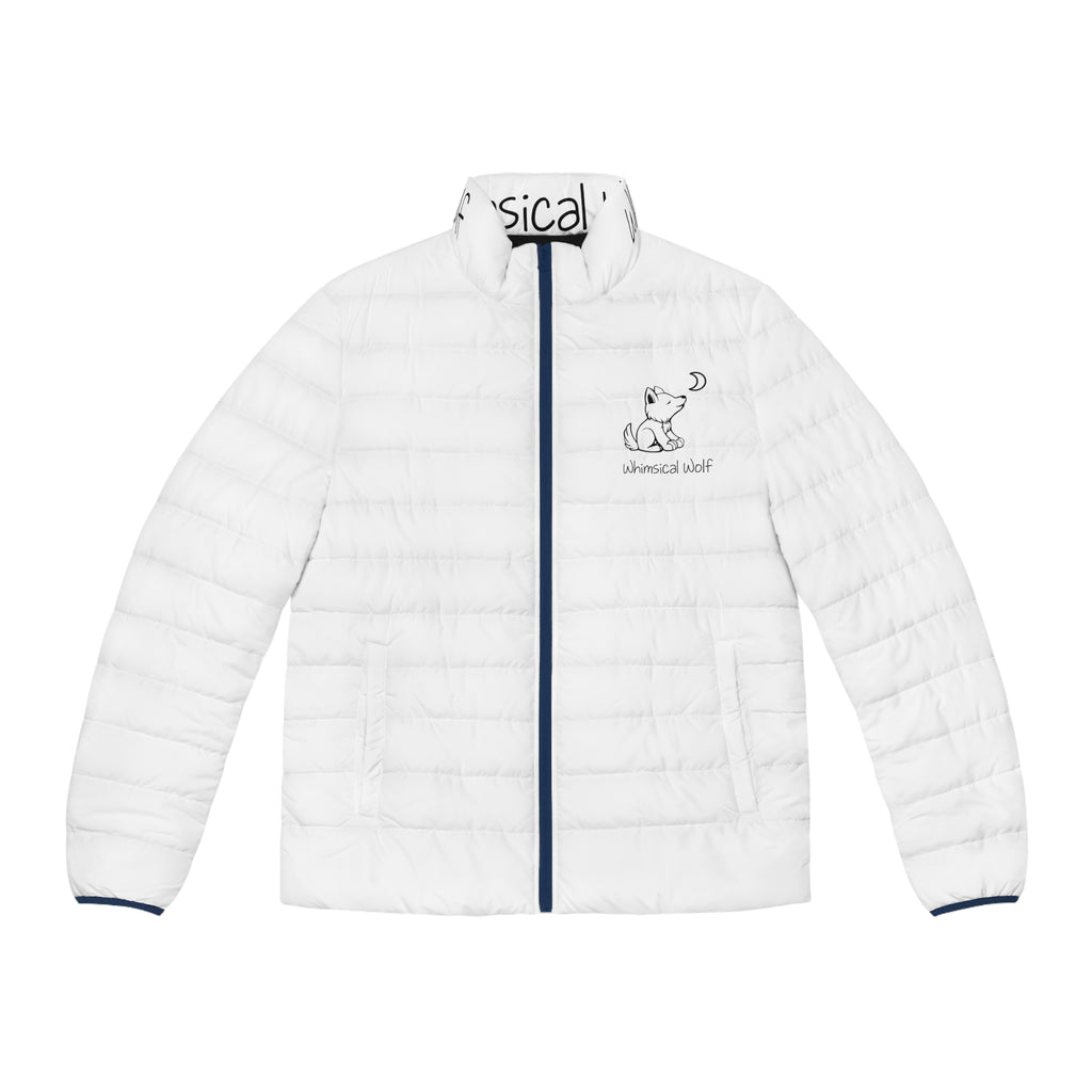 Whimsical Wolf Men's Puffer Jacket (AOP)
