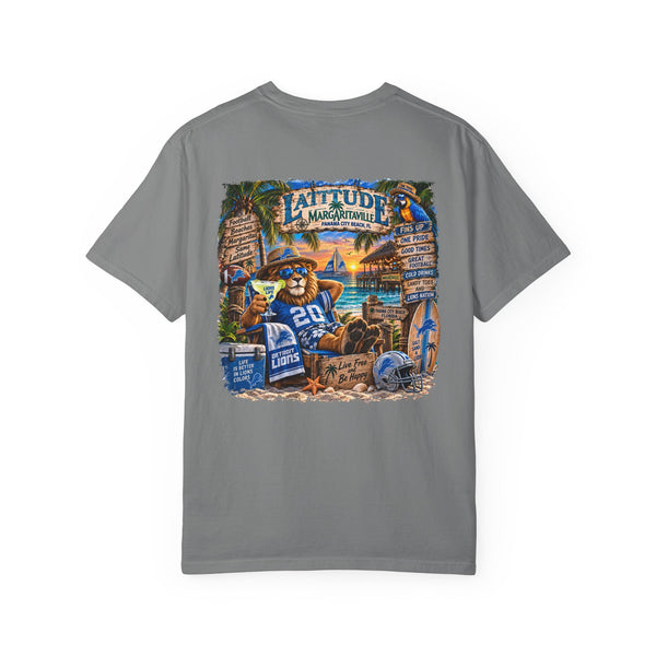 Detroit Lions Latitude Margaritaville Beach Football T-Shirt — Tropical Detroit Lions Fan Tee