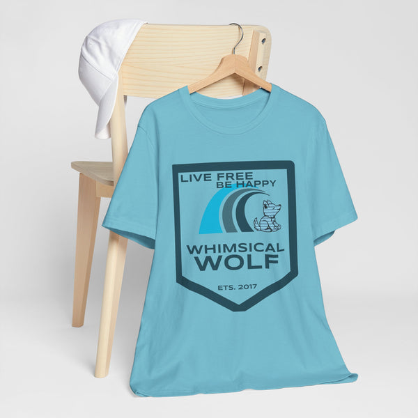 Blue Surf Badge Design - Whimsical Wolf