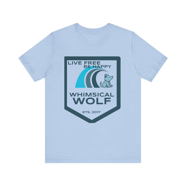 Blue Surf Badge Design - Whimsical Wolf