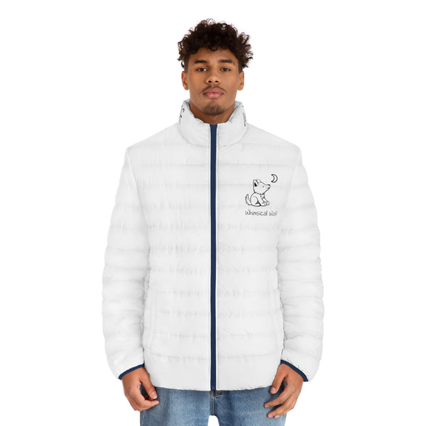 Whimsical Wolf Men's Puffer Jacket (AOP) - Whimsical Wolf