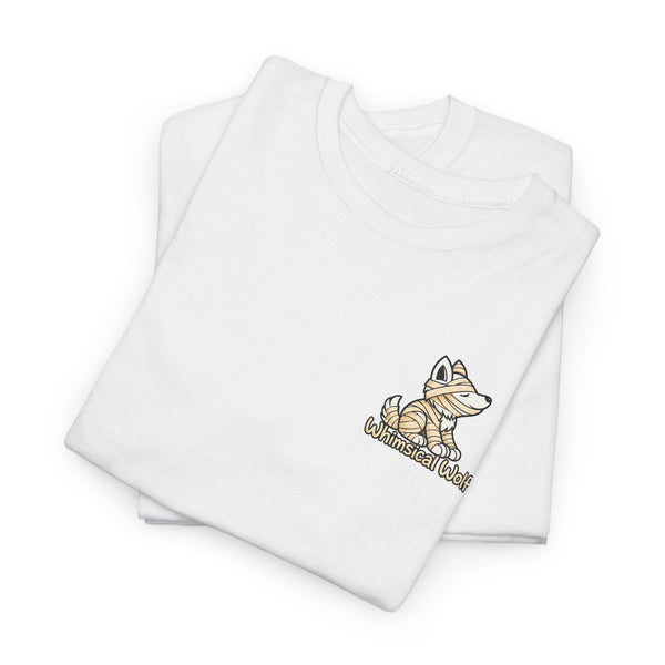 Whimsical Wolf Mummy Tee — Egyptian Pyramid Graphic T-Shirt
