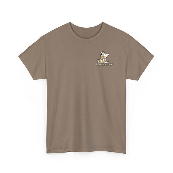 Whimsical Wolf Mummy Tee — Egyptian Pyramid Graphic T-Shirt