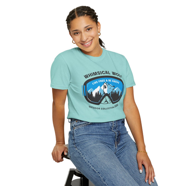 Whimsical Wolf Snow Goggles Comfort Color T-Shirt - Whimsical Wolf