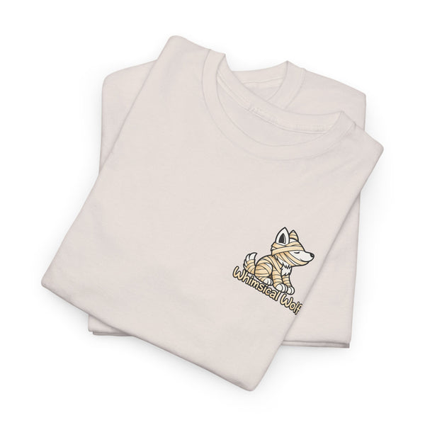 Whimsical Wolf Mummy Tee — Egyptian Pyramid Graphic T-Shirt
