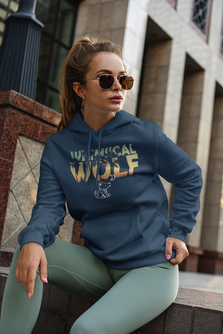Nature Green Long Sleeve with Vintage Whimsical Wolf Logo