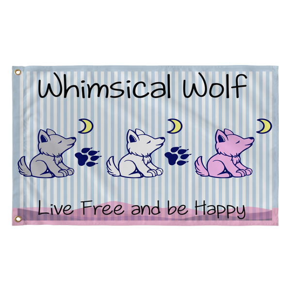 Whimsical Wolf Preppy Flag - Whimsical Wolf