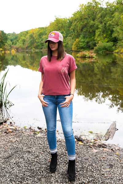 Maroon Short Sleeve with Mandala Pattern - Whimsical Wolf