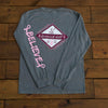 Breast Cancer Grey Long Sleeve with Diamond Breast Cancer Design - Whimsical Wolf