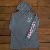 Breast Cancer Grey Long Sleeve Hoodie with Diamond Breast Cancer Design - Whimsical Wolf