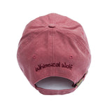 Brick Red Baseball Cap with Embroidered Wolf Logo in White & Burgandy - Whimsical Wolf