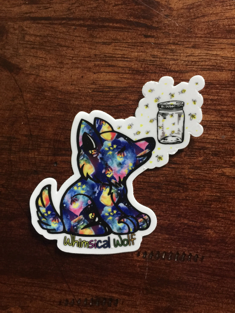 Firefly Whimsical Wolf Design Sticker 2.5