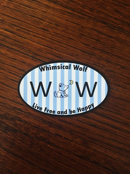 Customizable White Whimsical Wolf Sticker 3.5" x 3.5"