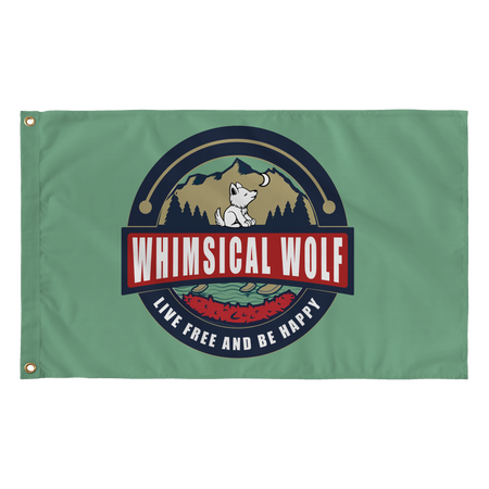 Whimsical Wolf Preppy Flag