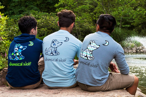 Carolina Blue Short Sleeve with Paw Print Pattern - Whimsical Wolf