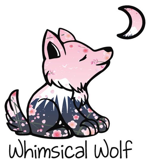 Cherry Blossom 2.5" x 2.5" Sticker - Whimsical Wolf