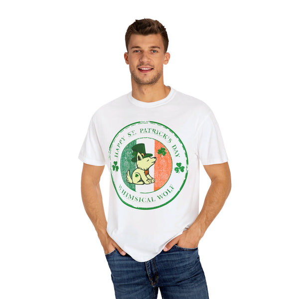 St. Pattys Day  Circle Design Whimsical Wolf - Whimsical Wolf