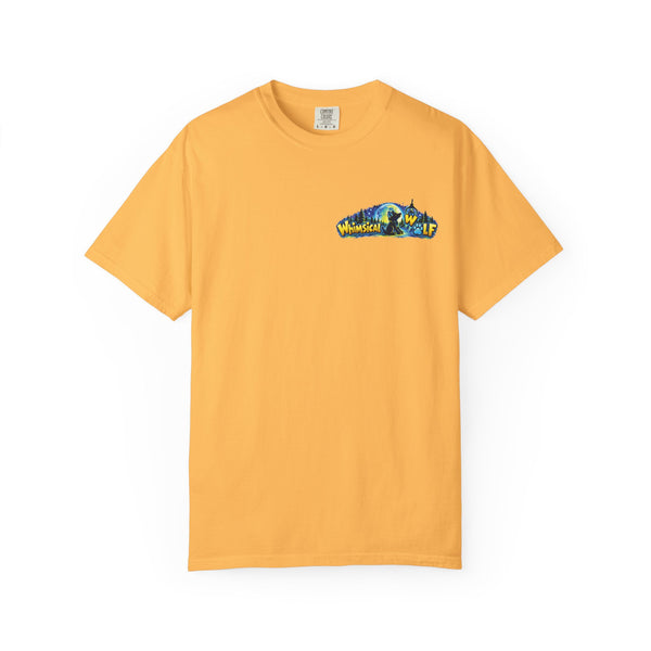 Whimsical Wolf Yoga T-Shirt — "Live Free and Be Happy" Moonlit Forest Graphic