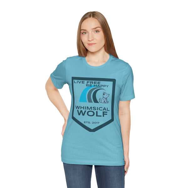 Blue Surf Badge Design - Whimsical Wolf