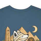 Whimsical Wolf Mummy Tee — Egyptian Pyramid Graphic T-Shirt