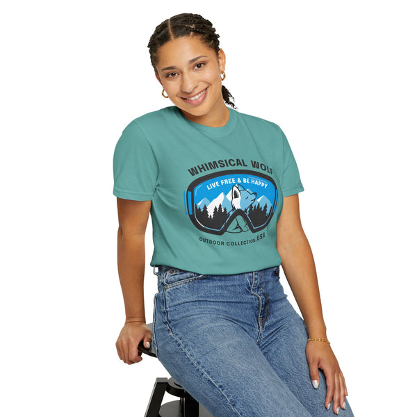 Whimsical Wolf Snow Goggles Comfort Color T-Shirt - Whimsical Wolf