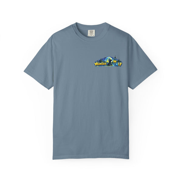 Whimsical Wolf Yoga T-Shirt — "Live Free and Be Happy" Moonlit Forest Graphic