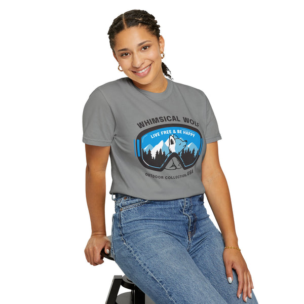Whimsical Wolf Snow Goggles Comfort Color T-Shirt - Whimsical Wolf