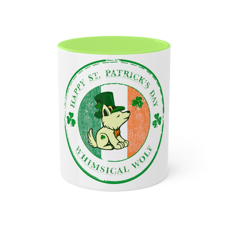 St. Pattys Day  Circle Design Whimsical Wolf
