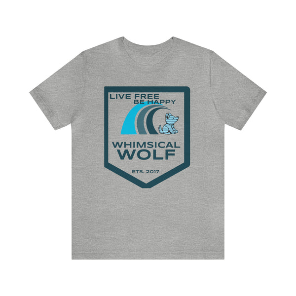 Blue Surf Badge Design - Whimsical Wolf