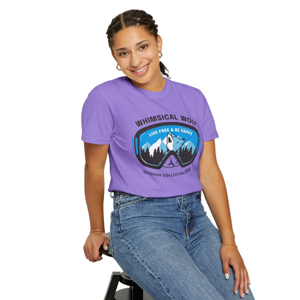 Whimsical Wolf Snow Goggles Comfort Color T-Shirt - Whimsical Wolf