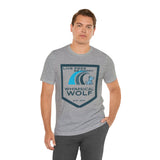 Blue Surf Badge Design - Whimsical Wolf