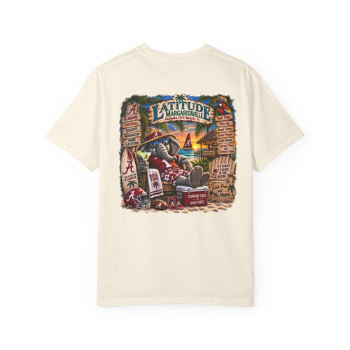 Margaritaville Latitude Beach Scene T-Shirt — ‘University of Alabama’ Souvenir - Whimsical Wolf