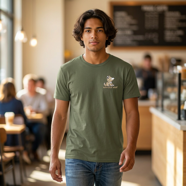 Whimsical Wolf Mummy Tee — Egyptian Pyramid Graphic T-Shirt