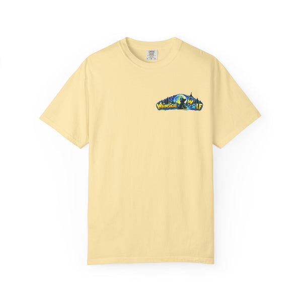 Whimsical Wolf Yoga T-Shirt — "Live Free and Be Happy" Moonlit Forest Graphic