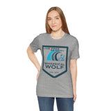 Blue Surf Badge Design - Whimsical Wolf
