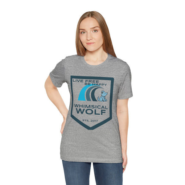 Blue Surf Badge Design - Whimsical Wolf