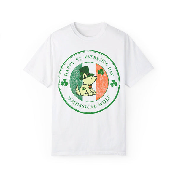St. Pattys Day  Circle Design Whimsical Wolf - Whimsical Wolf