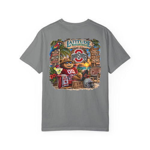 Latitude Margaritaville Ohio State Tropical Tailgate T-Shirt — Go Buckeyes Game Day Tee - Whimsical Wolf