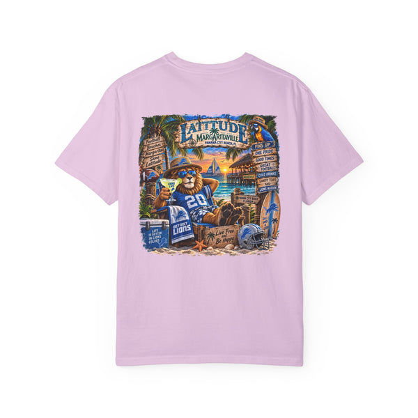 Detroit Lions Latitude Margaritaville Beach Football T-Shirt — Tropical Detroit Lions Fan Tee