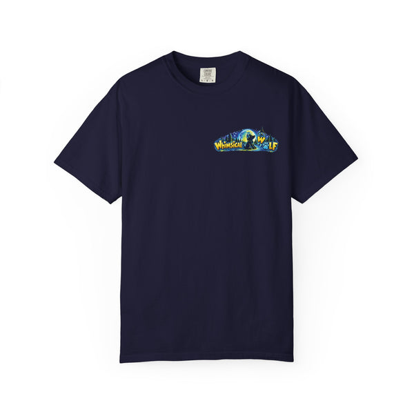 Whimsical Wolf Yoga T-Shirt — "Live Free and Be Happy" Moonlit Forest Graphic